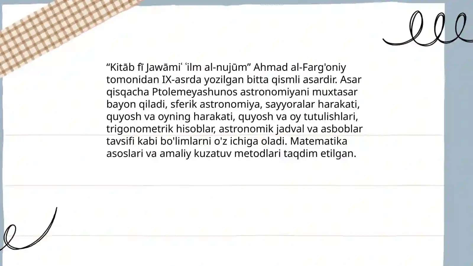 Ahmad al Farg'oniy ilmiy merosi 4