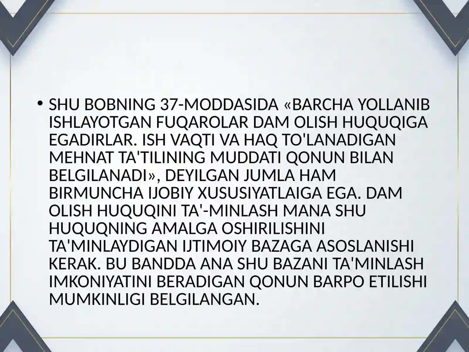 MEHNAT MUHOFAZASIGA OID DAVLAT QONUNCHILIGI 4