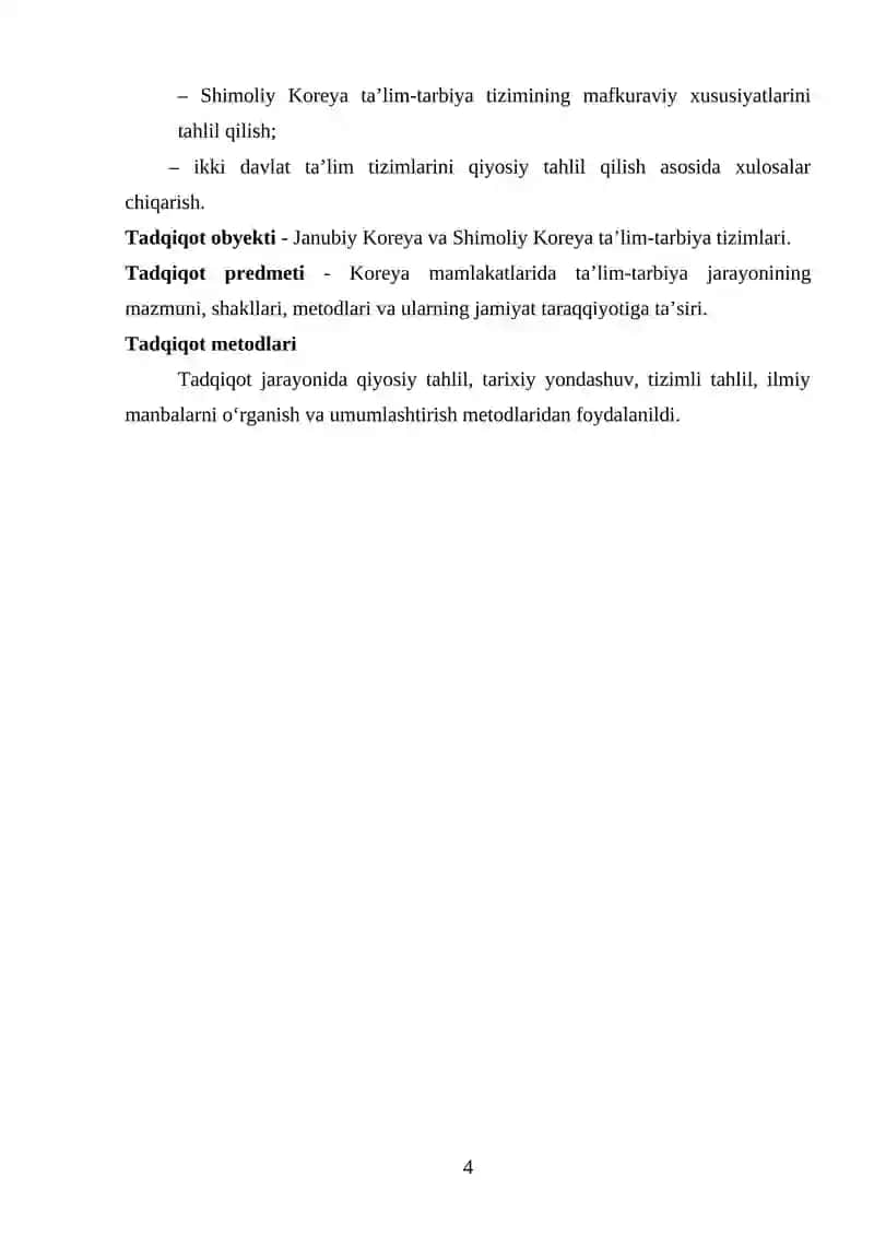 Koreya mamlakatlarida ta’lim-tarbiya masalalarining komparativistik tahlili. 4