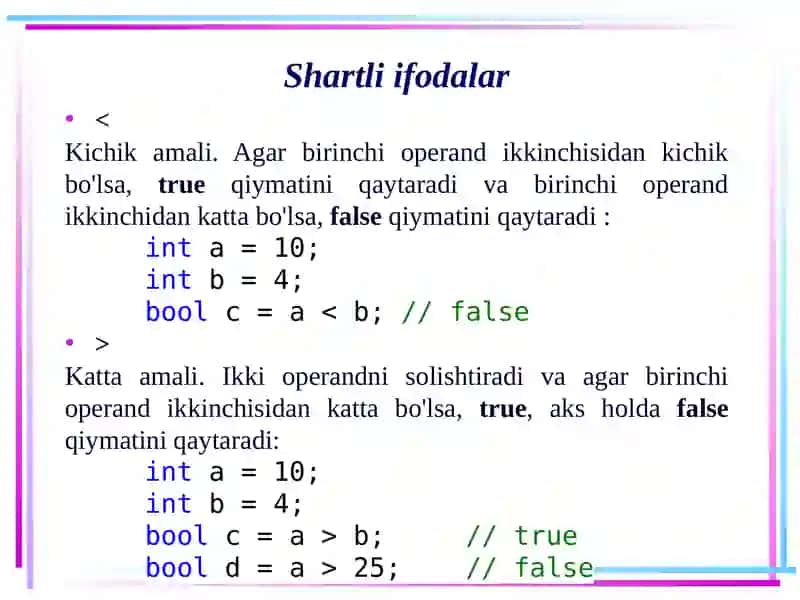 C# tilining operatorlari 4