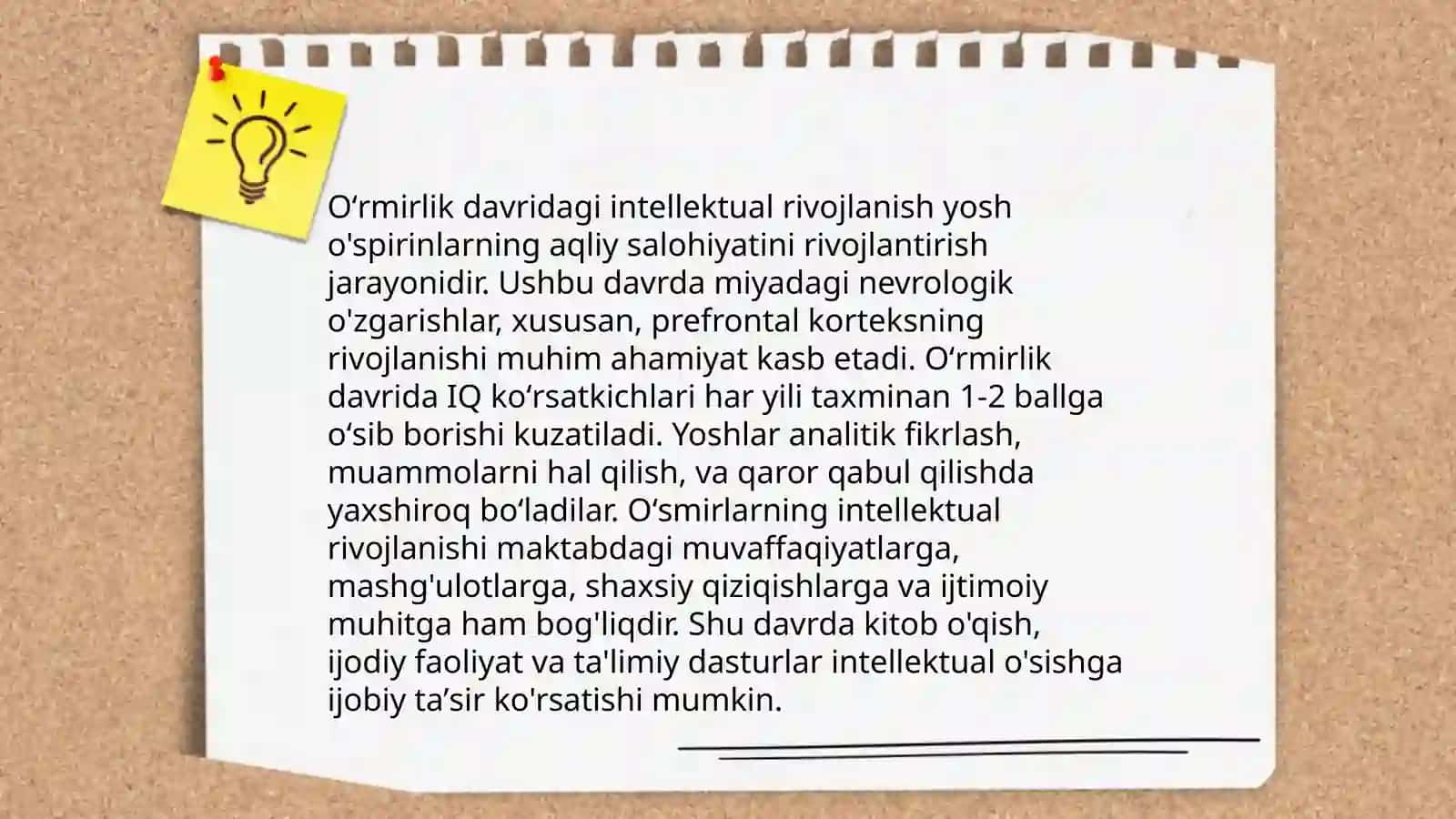 Oʻrmirlik davridagi psixik rivojlanishning umumiy tavsifi 4