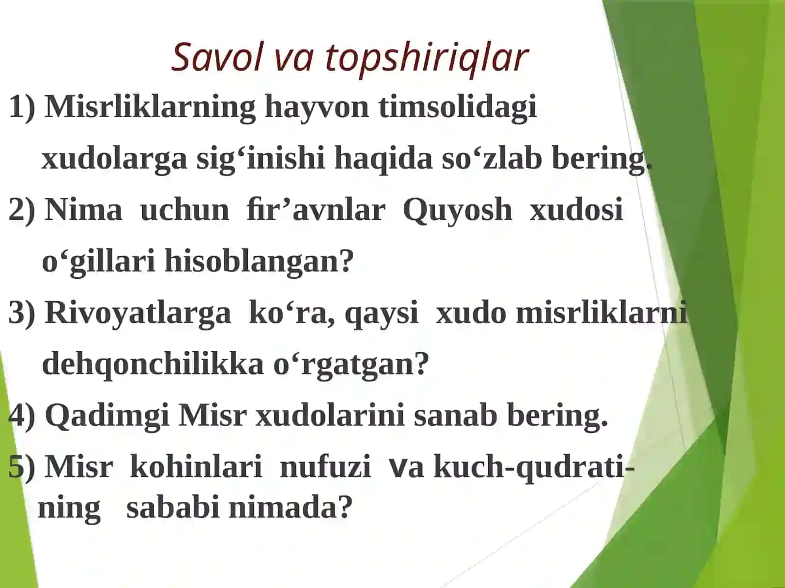 6-sinf Tarix fanidan Piramidalar va daxmalar mavzusida dars ishlanma 4