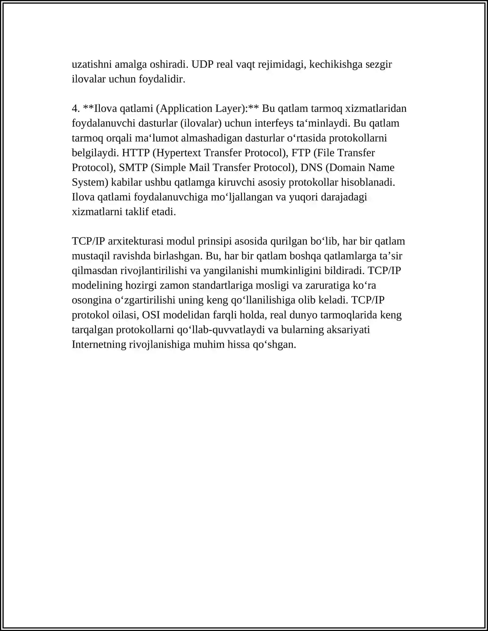 TCP/IP PROTOKOLLAR OILASI VA VAZIFALARI 4