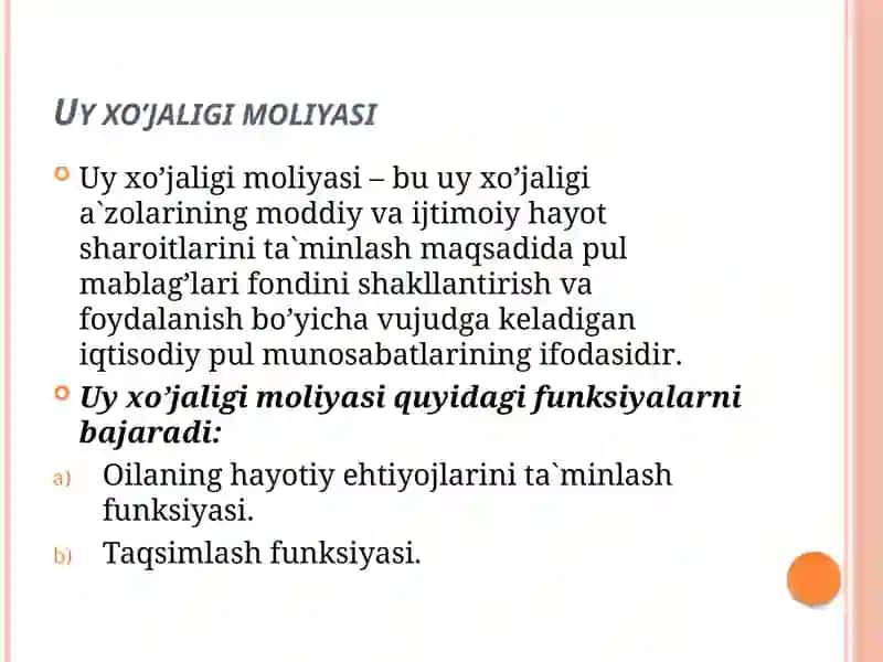 Uy xo’jaligi moliyasi 4