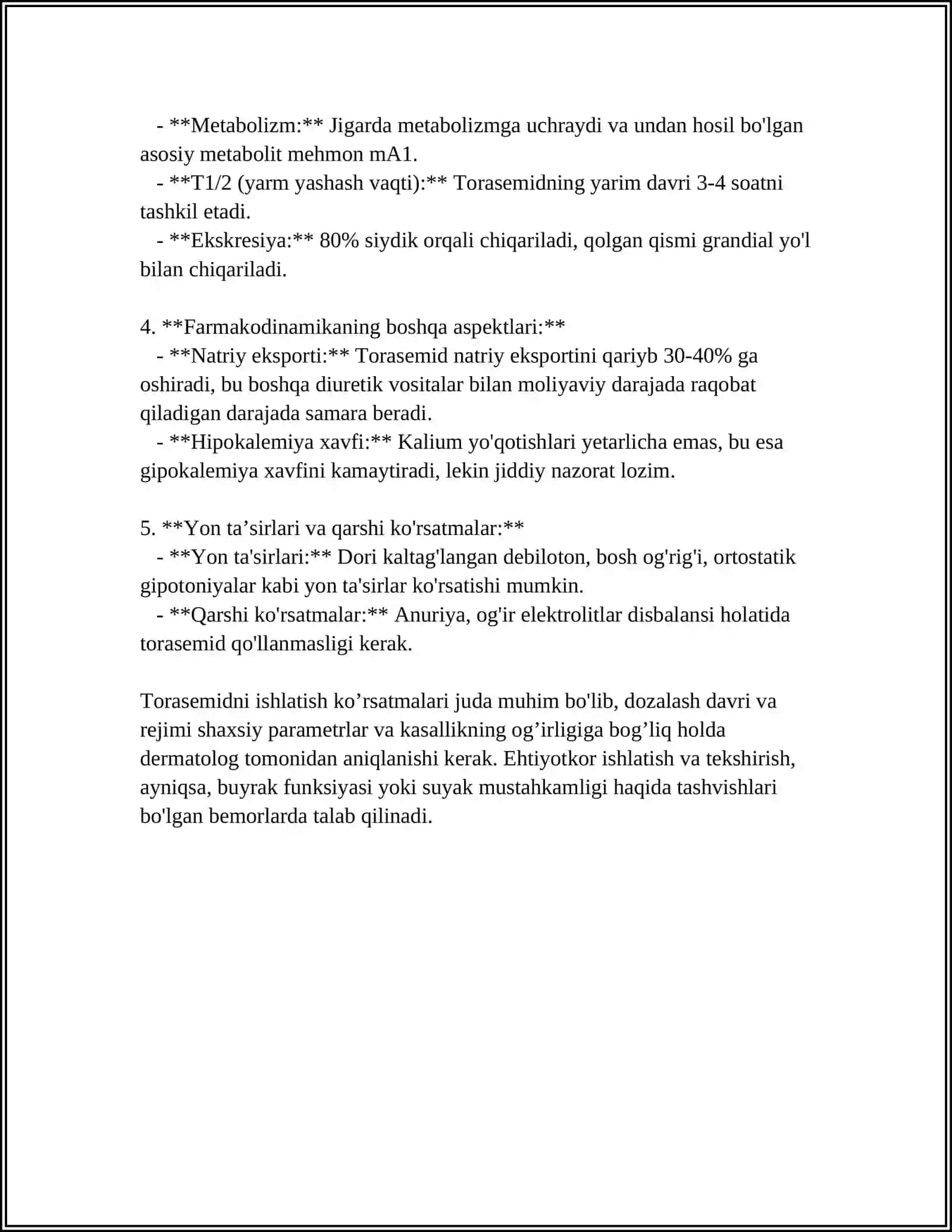 Torasemid preparatining farmakodinamikasi 4