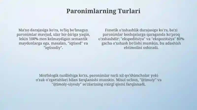 Paronimlar: Ta'rif va Xususiyatlar 4