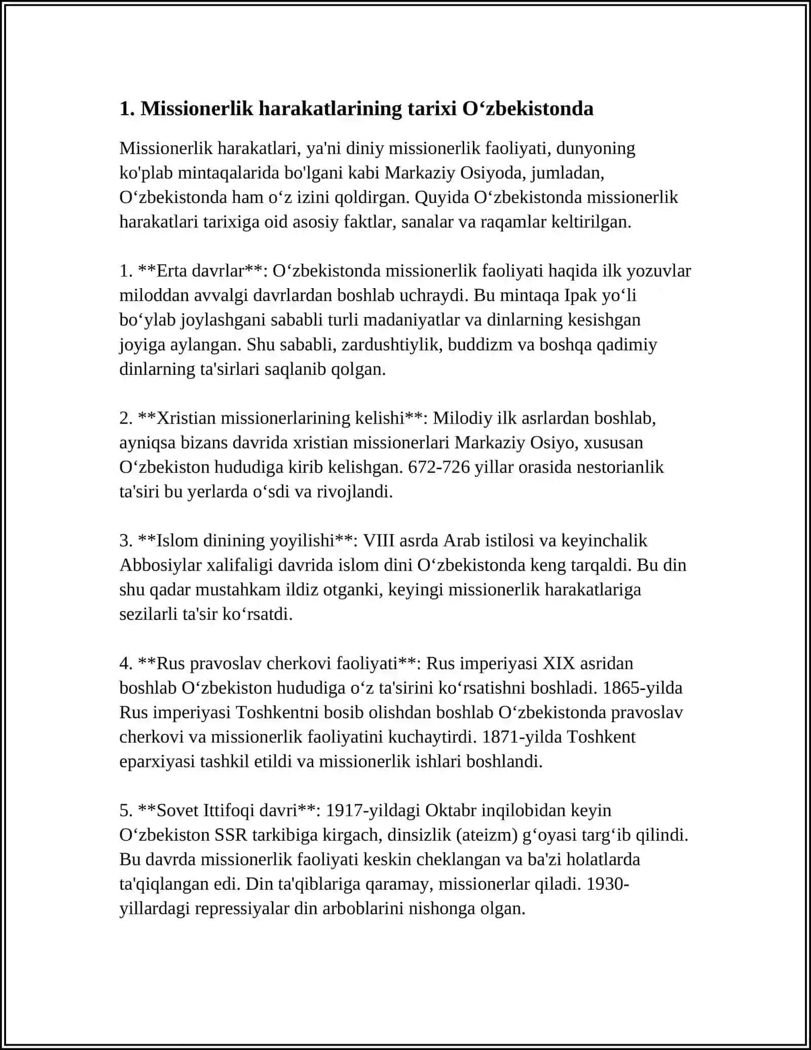O'ZBEKISTONDA FAOLIYATI KUZATILGAN MISIANERLIK HARAKATLARI VA ULAR FAOLIYATINING OQIBATLARI 4