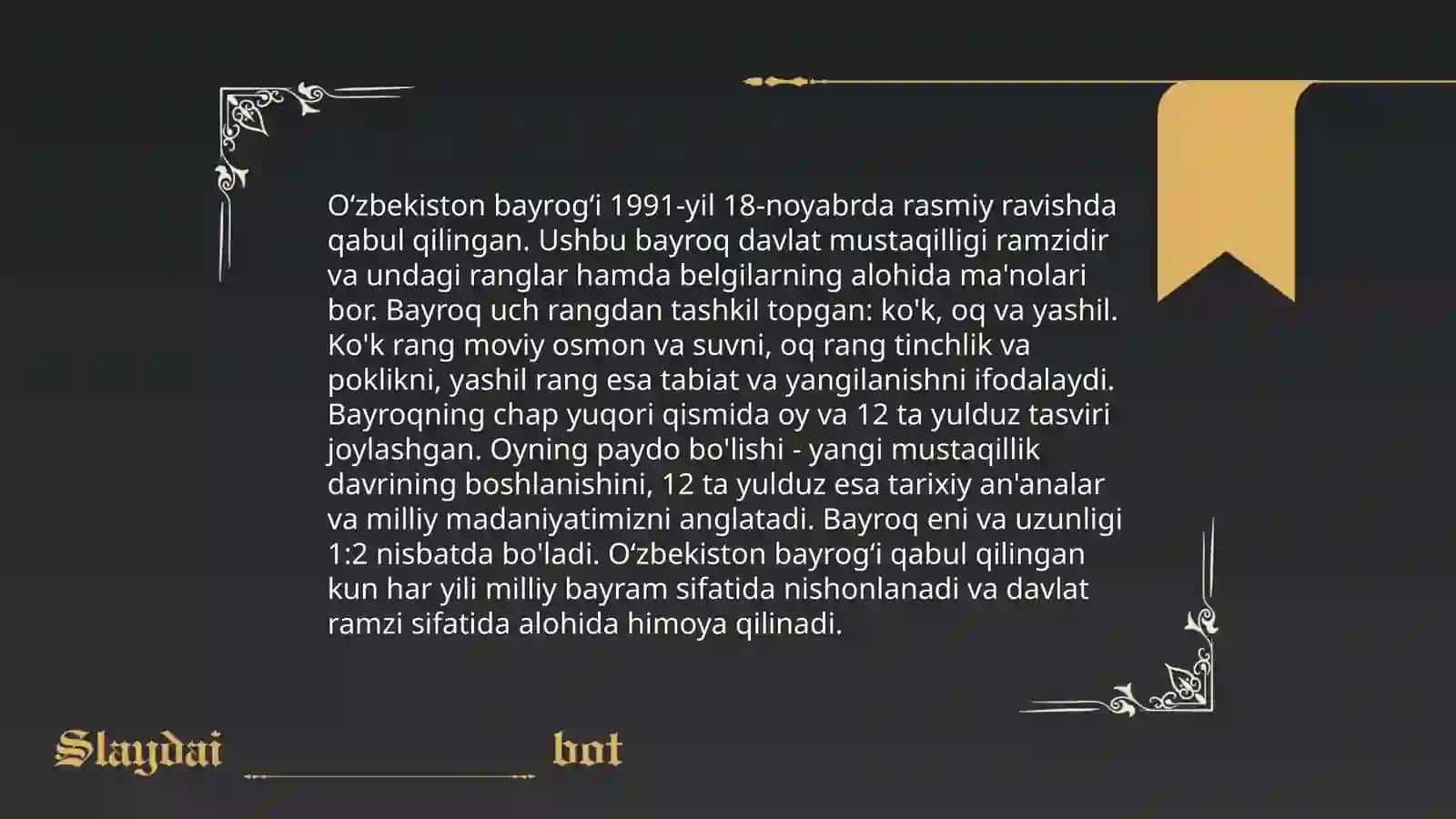 O'zbekiston Respublikasi davlat bayrog'i 4