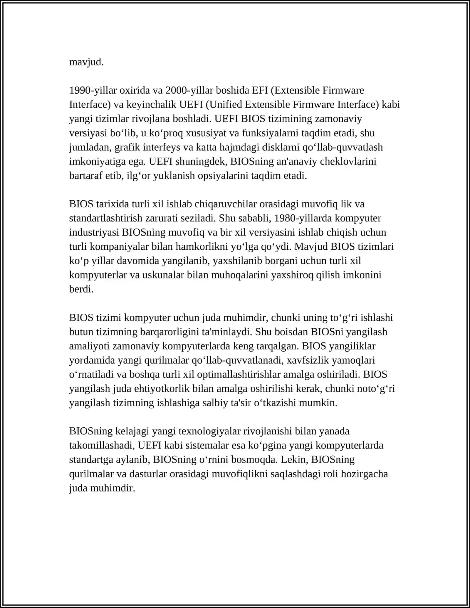 BIOS TIZIMIGA KIRISH 4