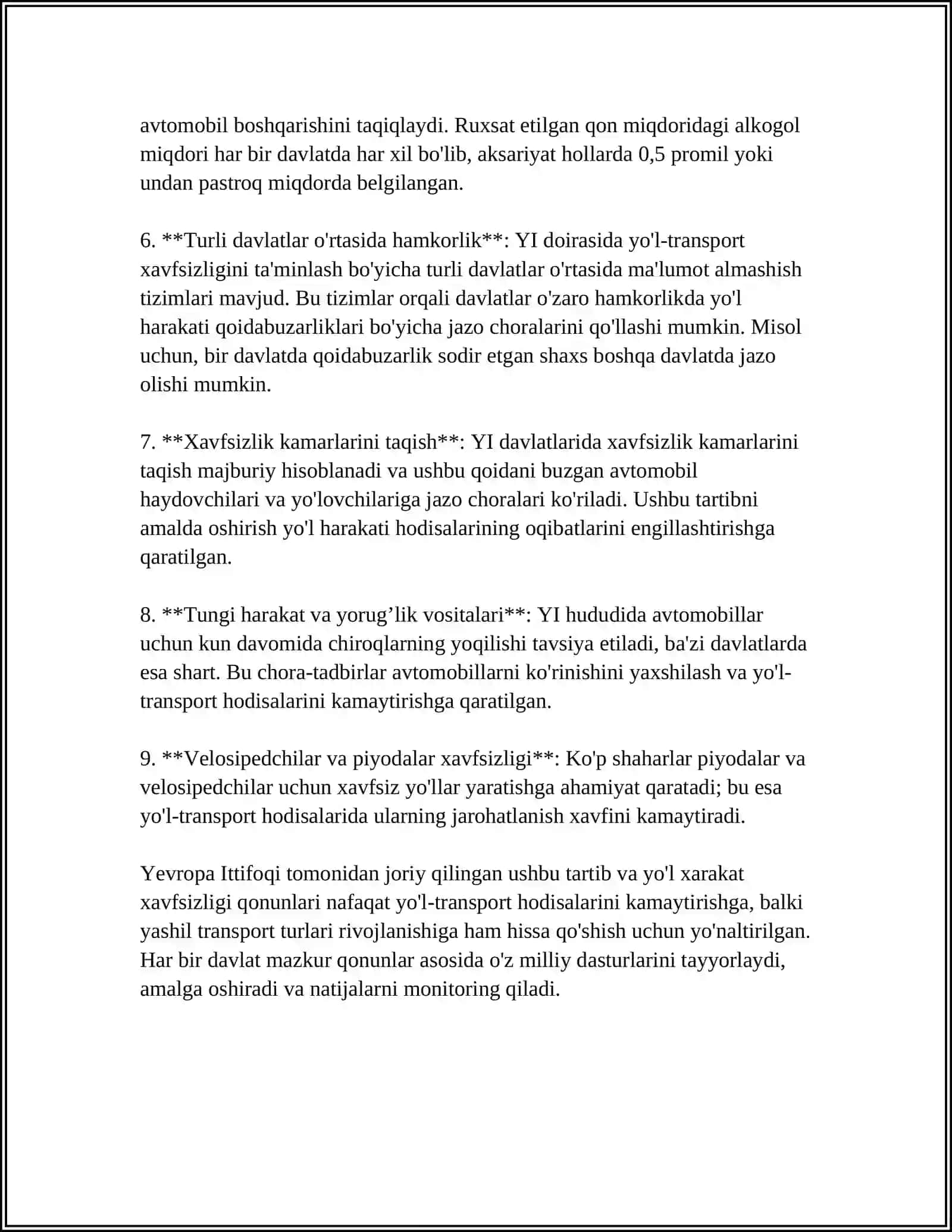 XORIJIY MAMLAKATLARDA YO'L HARAKATI XAVFAIZLIGI QONUNCHILIGI 4