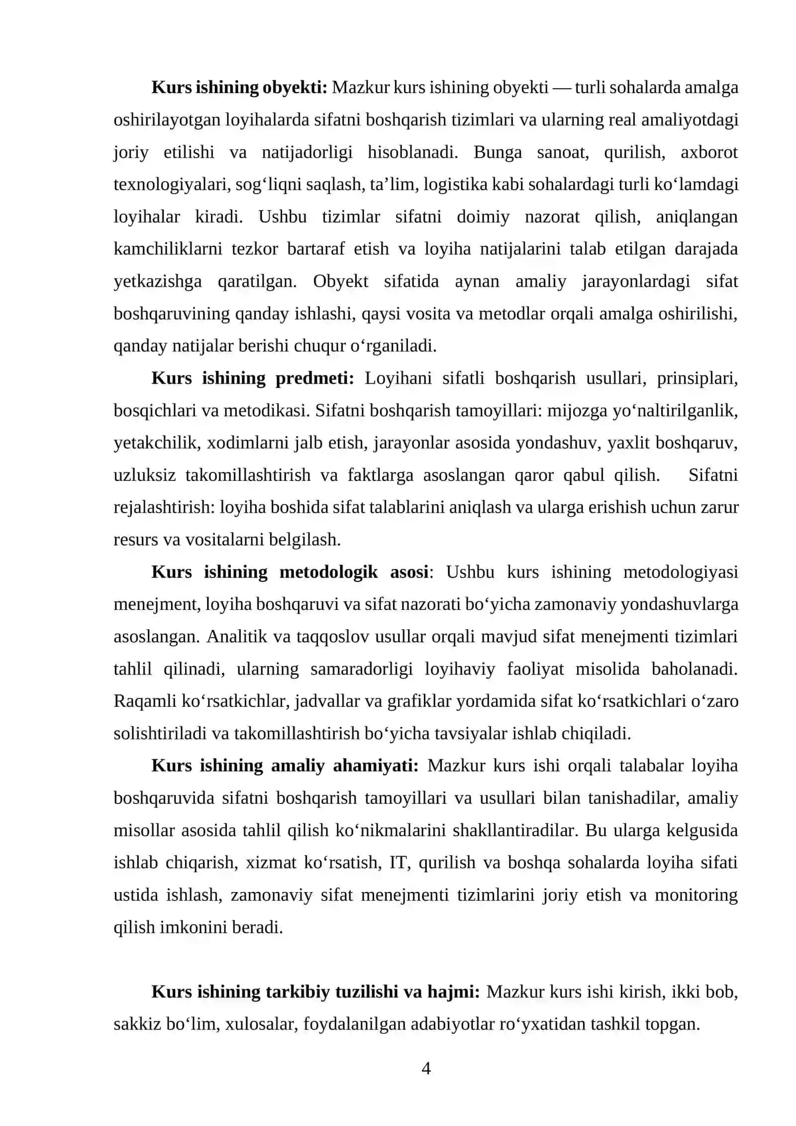 LOYIHANI SIFATINI BOSHQARISHNI TAHLIL QILISH 4