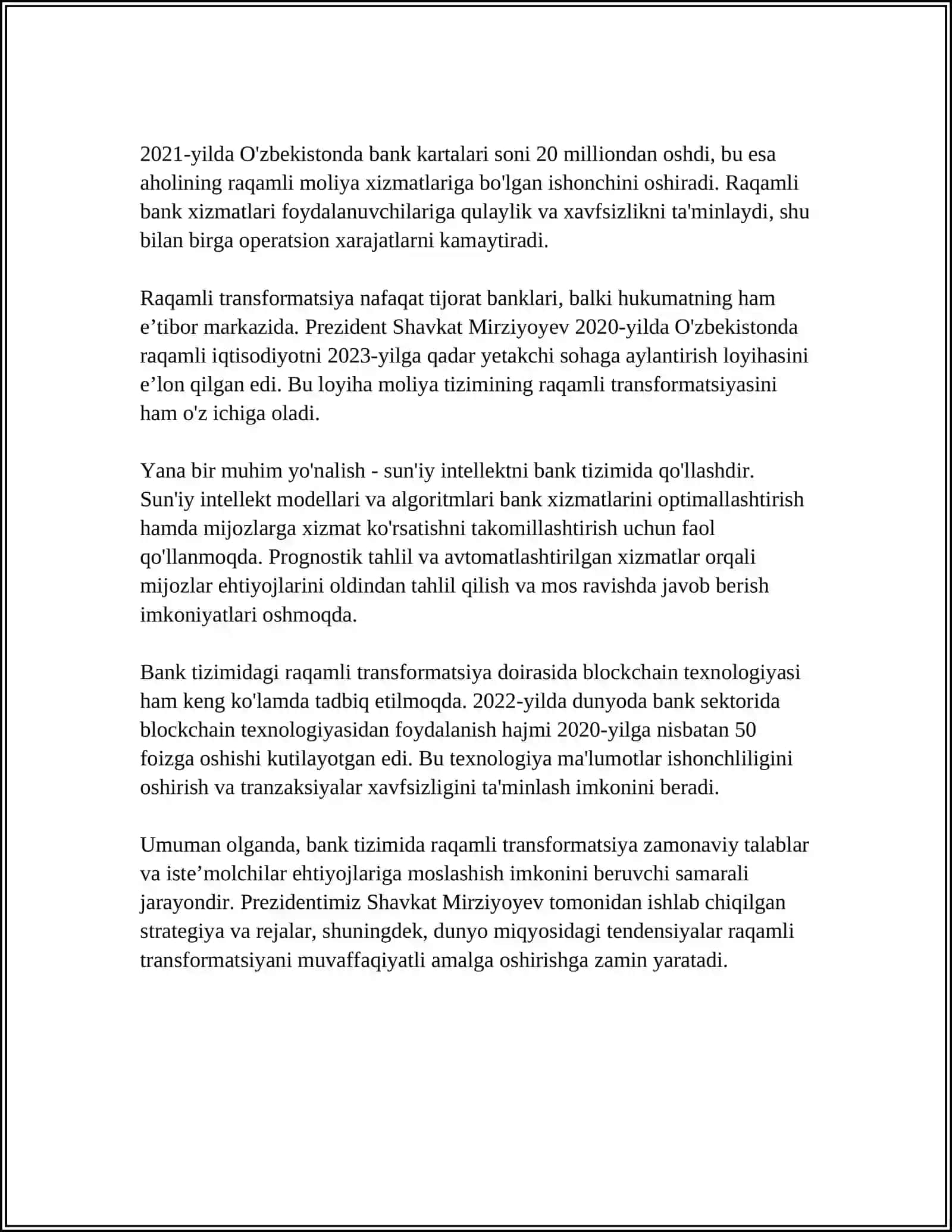 Bank tizimidagi raqamli transformatsiya 4