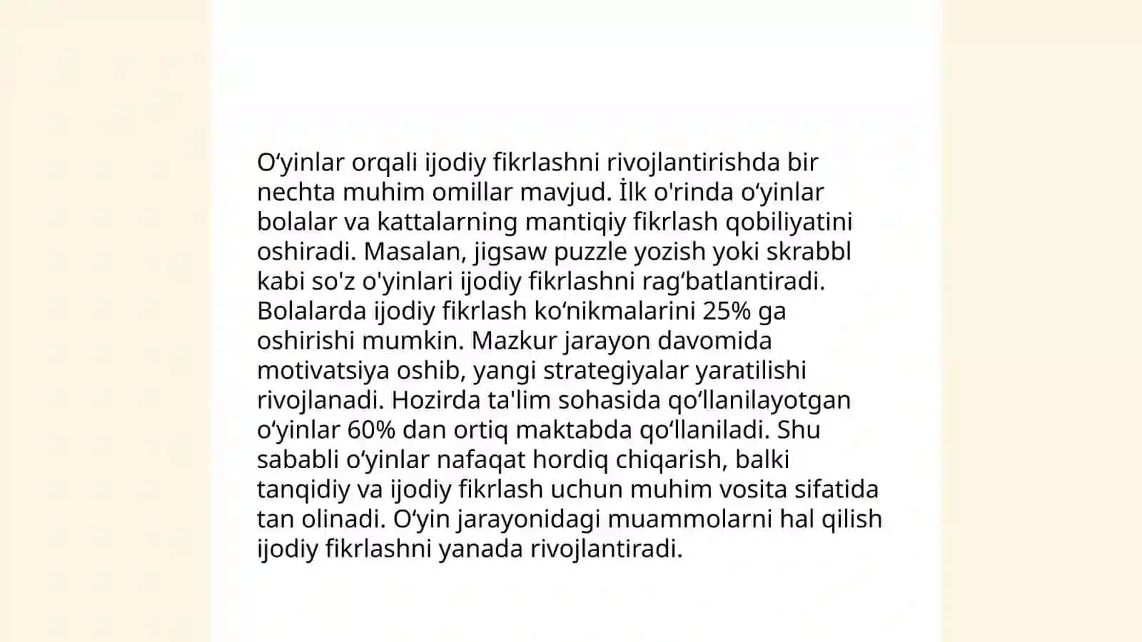 Ijodiy va qoidali oʻyinlarning mazmuni 4
