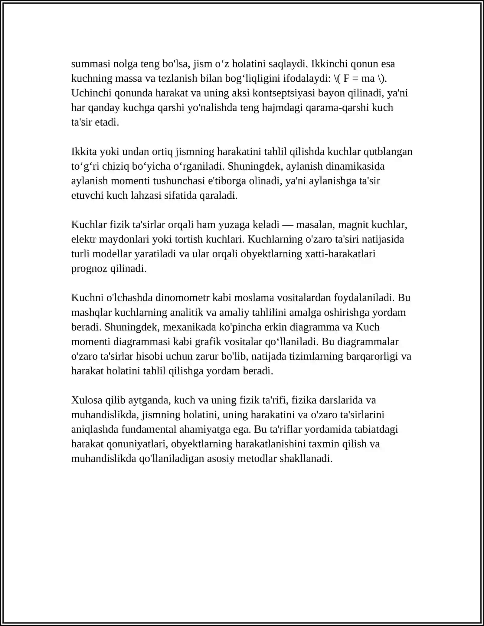 Kuch va uning fizik ta'rifi 4