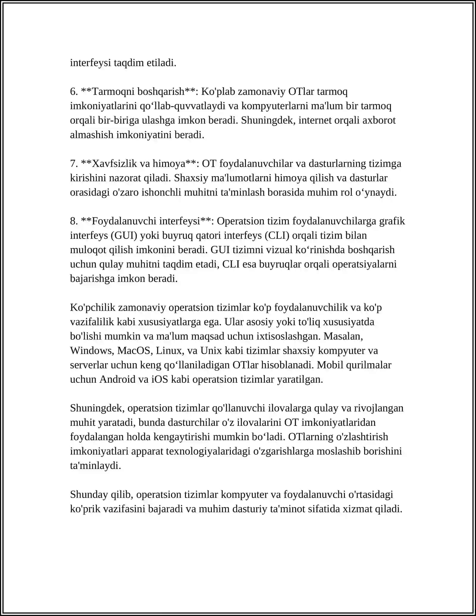 ZAMONAVIY OPERATSION TIZIMLARNING QIYOSIY TAHLILI 4