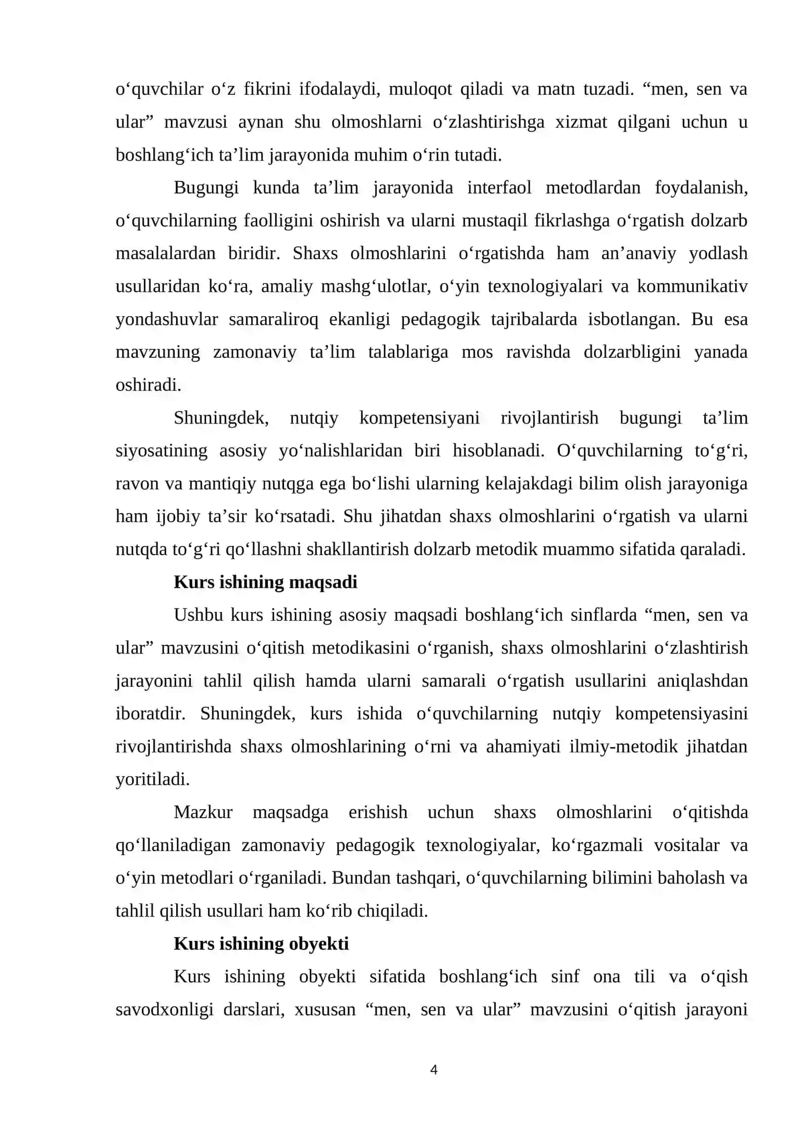 Boshlang’ich sinflarda “Men, sen va ular “ mavzusini o'rganish 4
