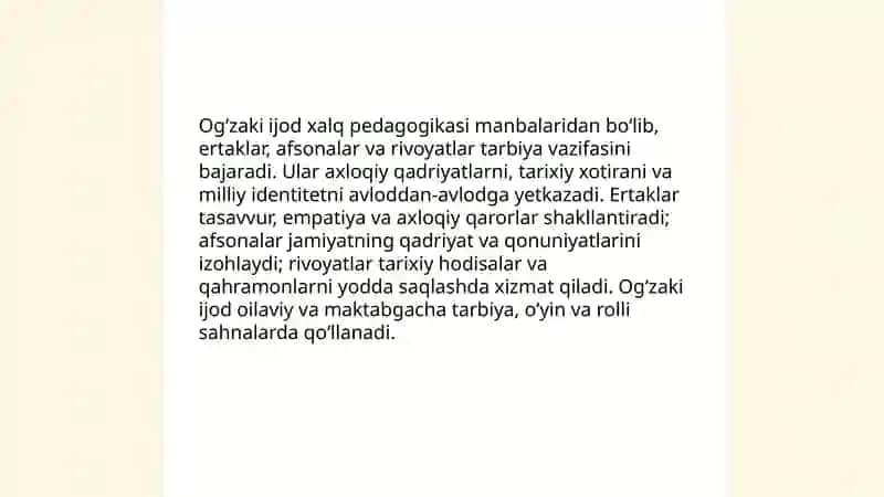 Etnopedagogika. Xalq pedagogikasi manbalari 4