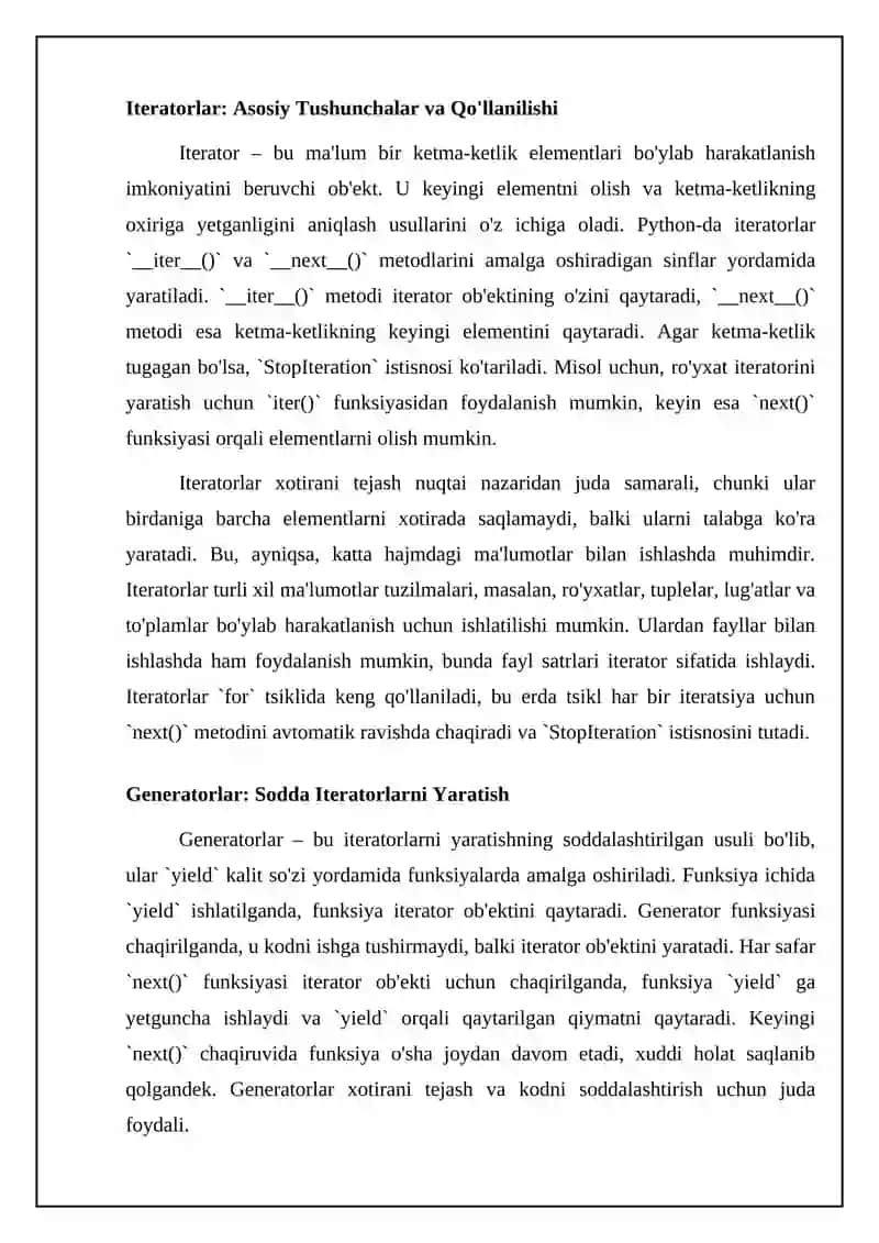 Iteratorlar va Funksional Ob'ektlar 4