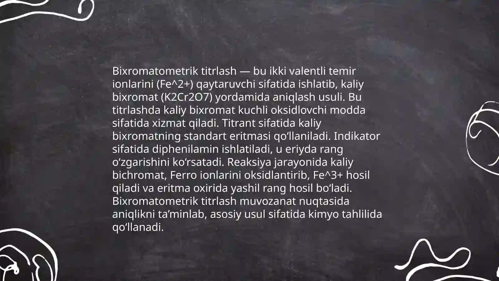 Eritmalardagi temir (3) ionlarining bixromatrometrik aniqlash 4