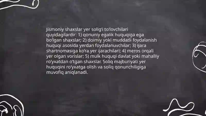 Yer solig’ining mohiyati va qonuniy asosi 4
