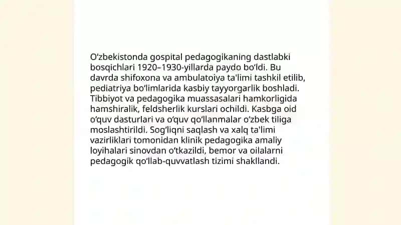 O‘zbekistonda gospital pedagogika fanining rivojlanish tarixi 4