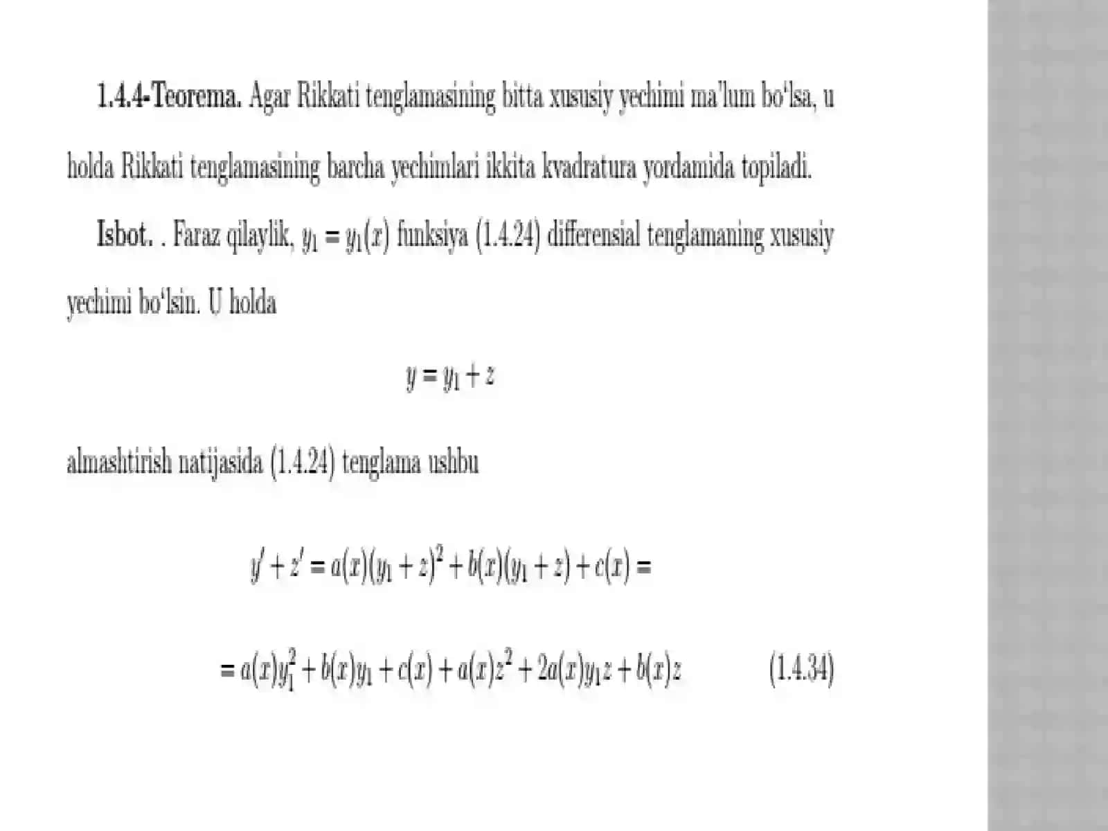 Rikkati differensial tenglamasi 4