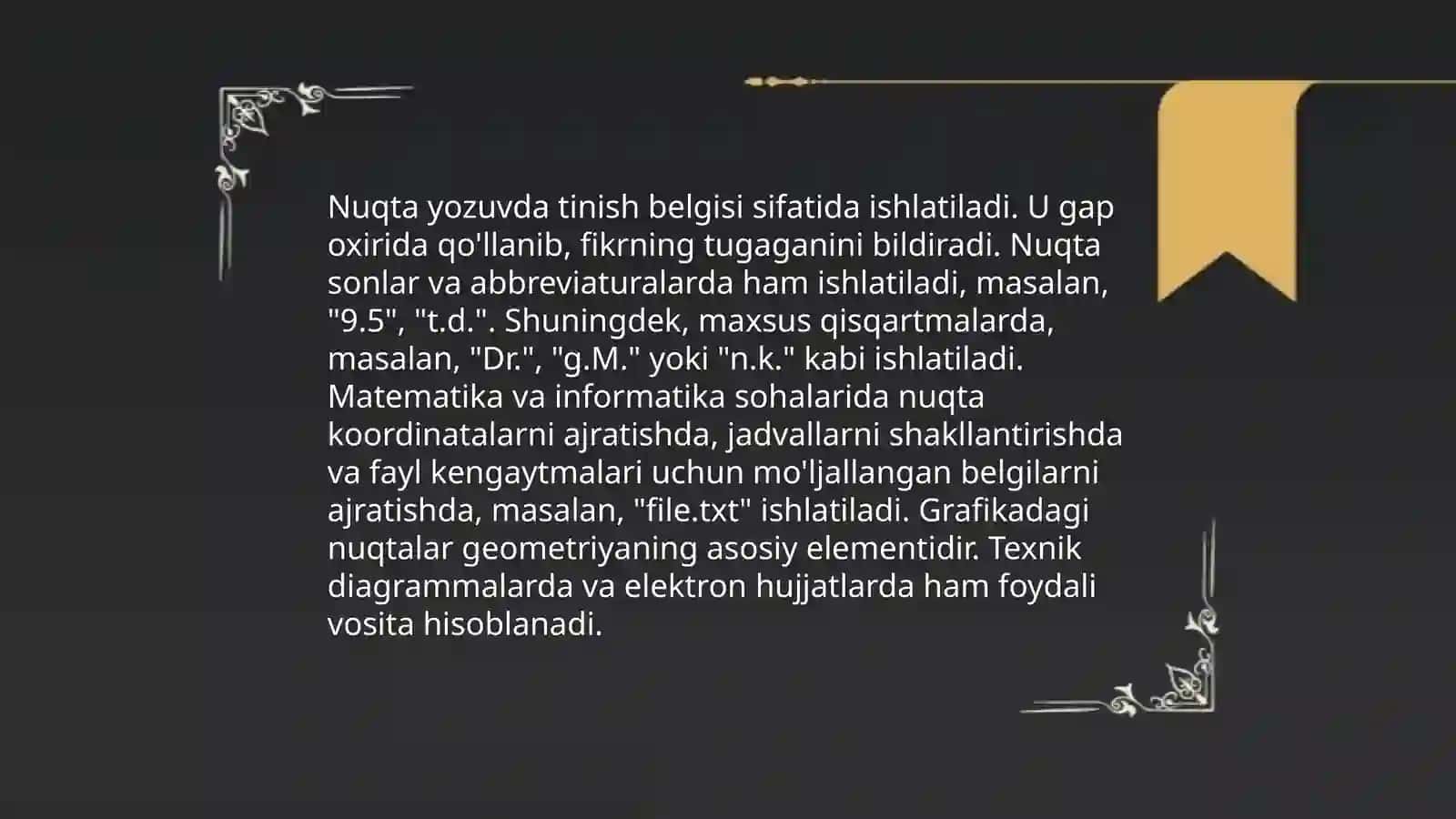 Tinish belgilarining qôllanish ôrniga kôra turlari 4