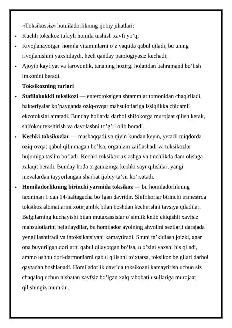 Eng kam uchraydigan toksikoz turlari 4