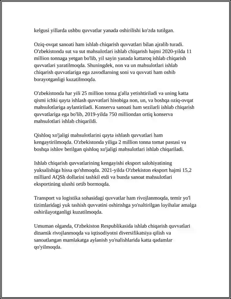 Ishlab Chiqarish Quvvatlari 4