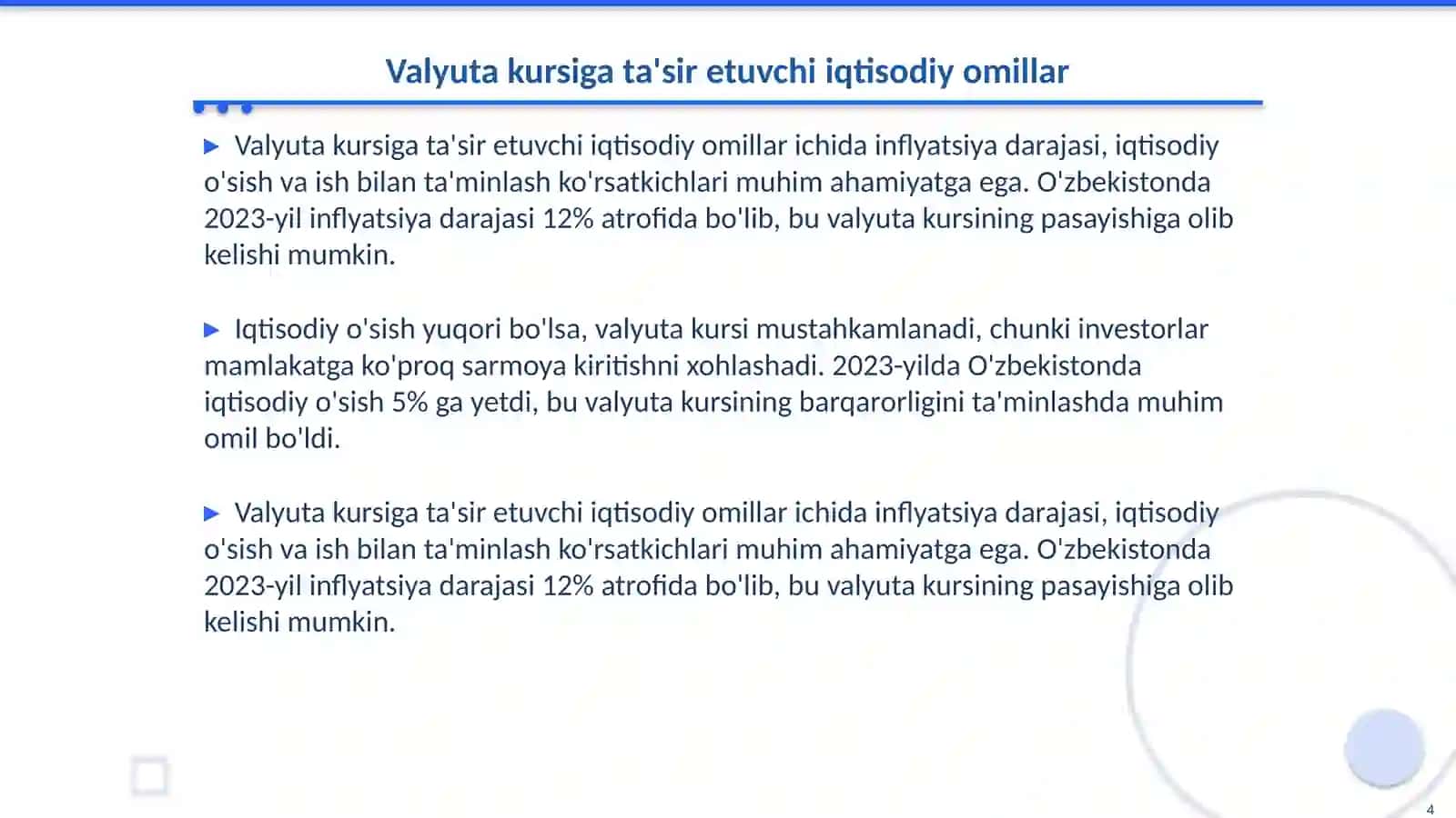 Valyuta kursi va unga ta’sir etuvchi omillar 4