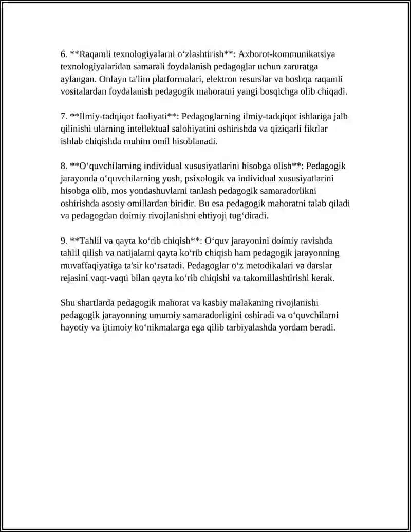 PEDAGOGIK MAHORAT VA KASBIY MALAKANI OSHIRISH SHARTLARI 4