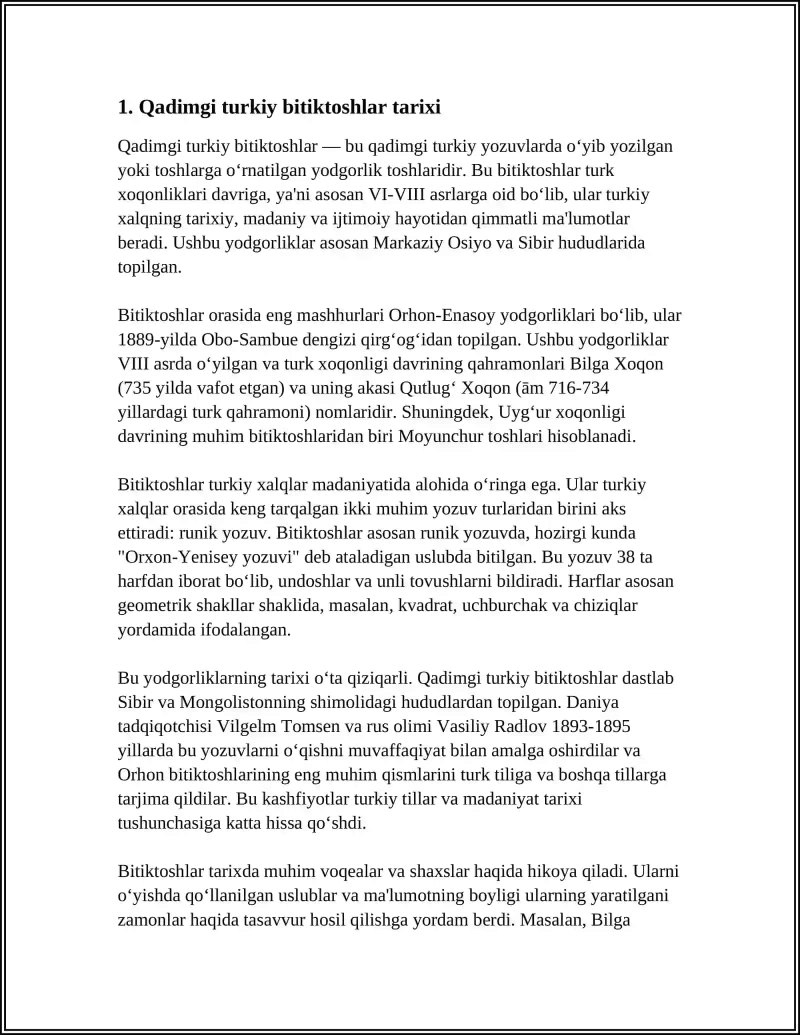 QADIMGI TURKIY BITIKTOSHLAR USTIDA KUZATISHLAR OLIB BORISH 4