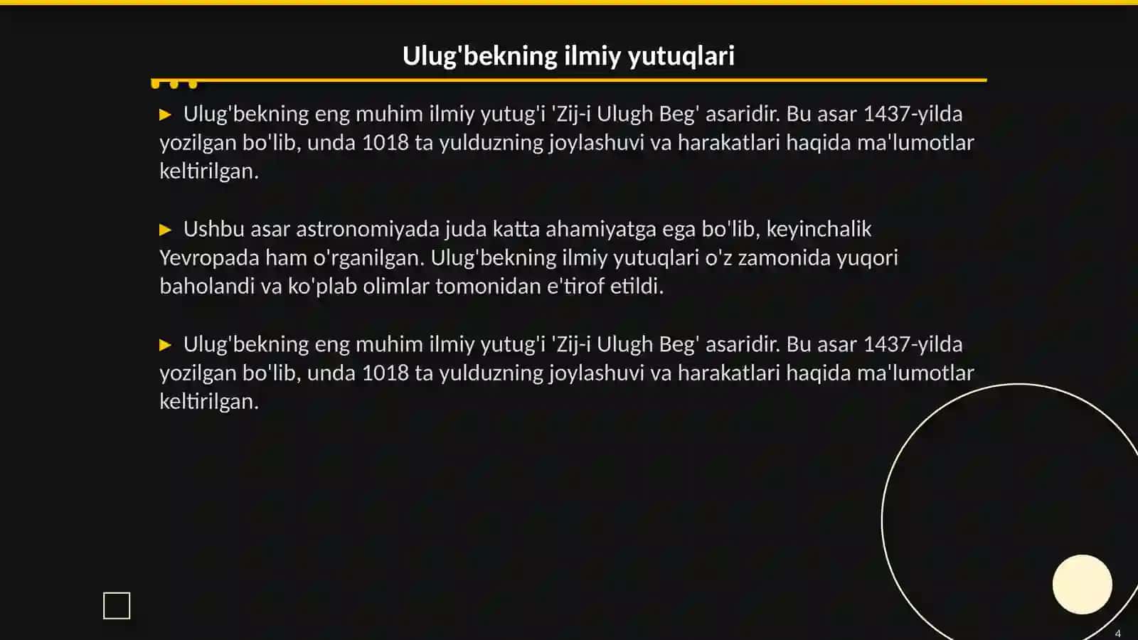 Ulug'bek hayoti va faoliyati 4