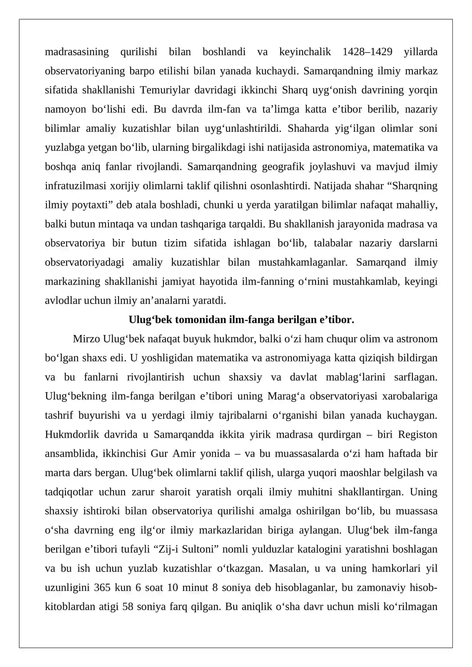 Jamiyat hayotida “Ulug‘bek akademiyasi”ning tutgan o‘rni 4