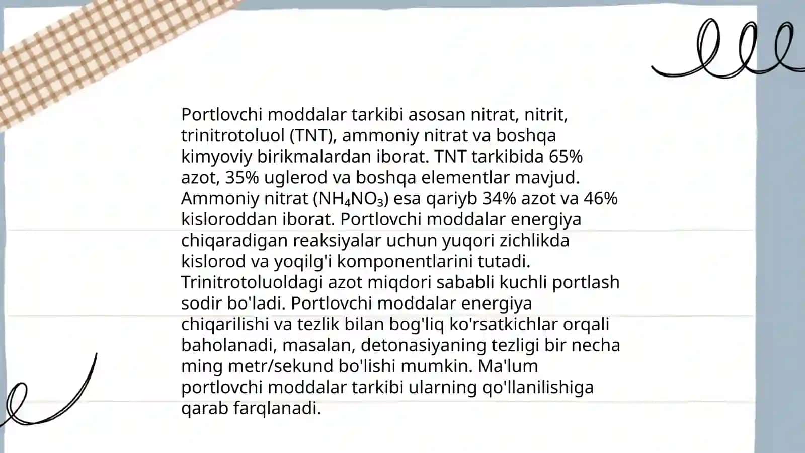 Portlovchi moddalarning fizik va kimyoviy xossalari 4