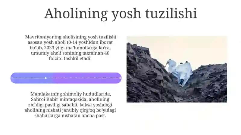 Mavritaniya aholisi va uning hududiy joylashuvi 4