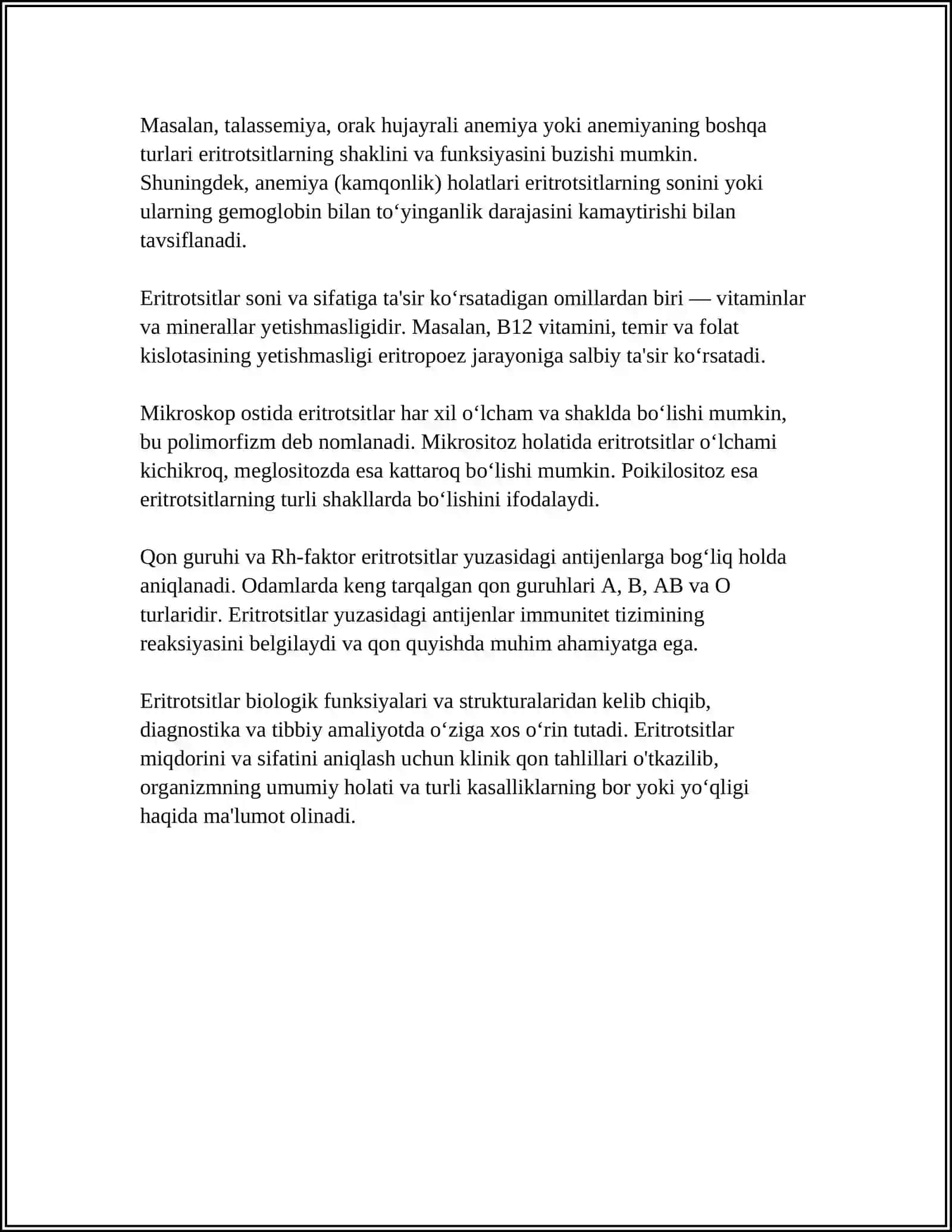 QONNING SHAKLLI ELEMENTLARI. QON IVISHI VA AHAMIYATI 4