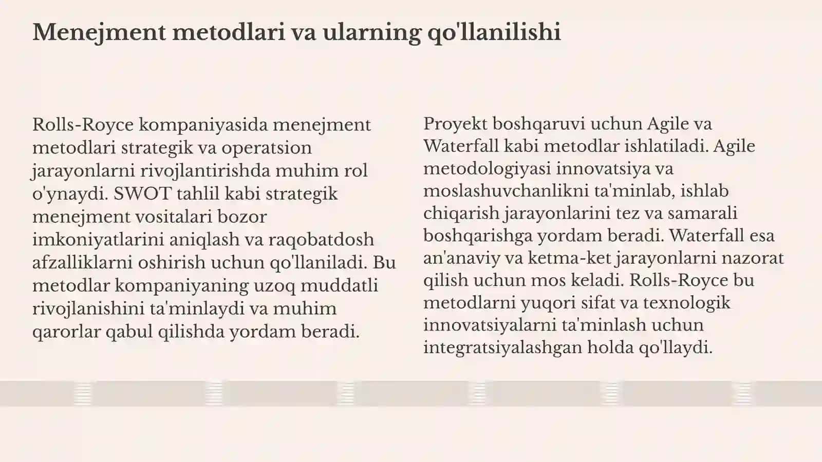 ROLLS-ROYCE Kompniyasida menejmentning xususiyatlari 4