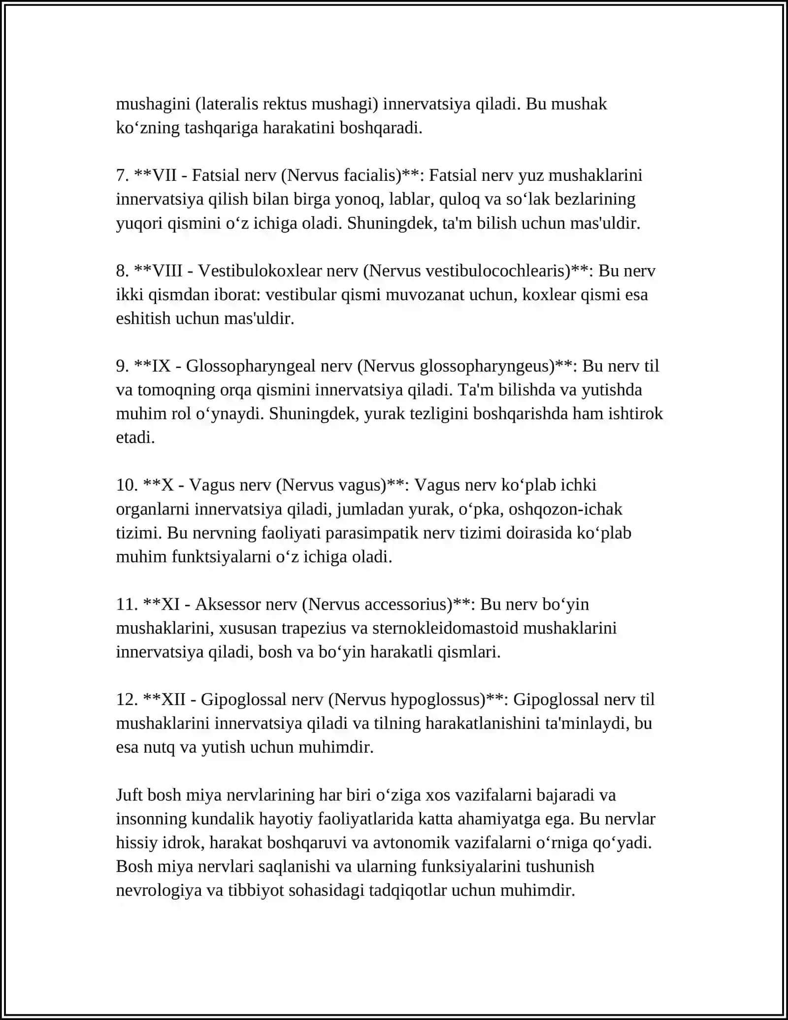 Juft bosh miya nervlarining anatomiyasi 4
