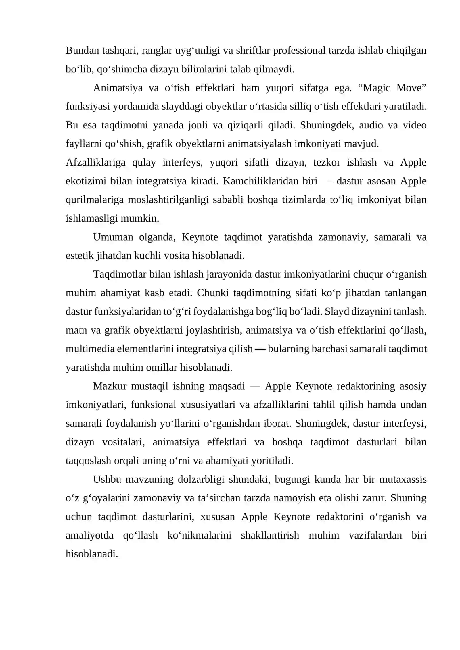 TAQDIMOTLAR BILAN ISHLASH APPLE KEYNOTE REDOKTORINING TAHLILI 4