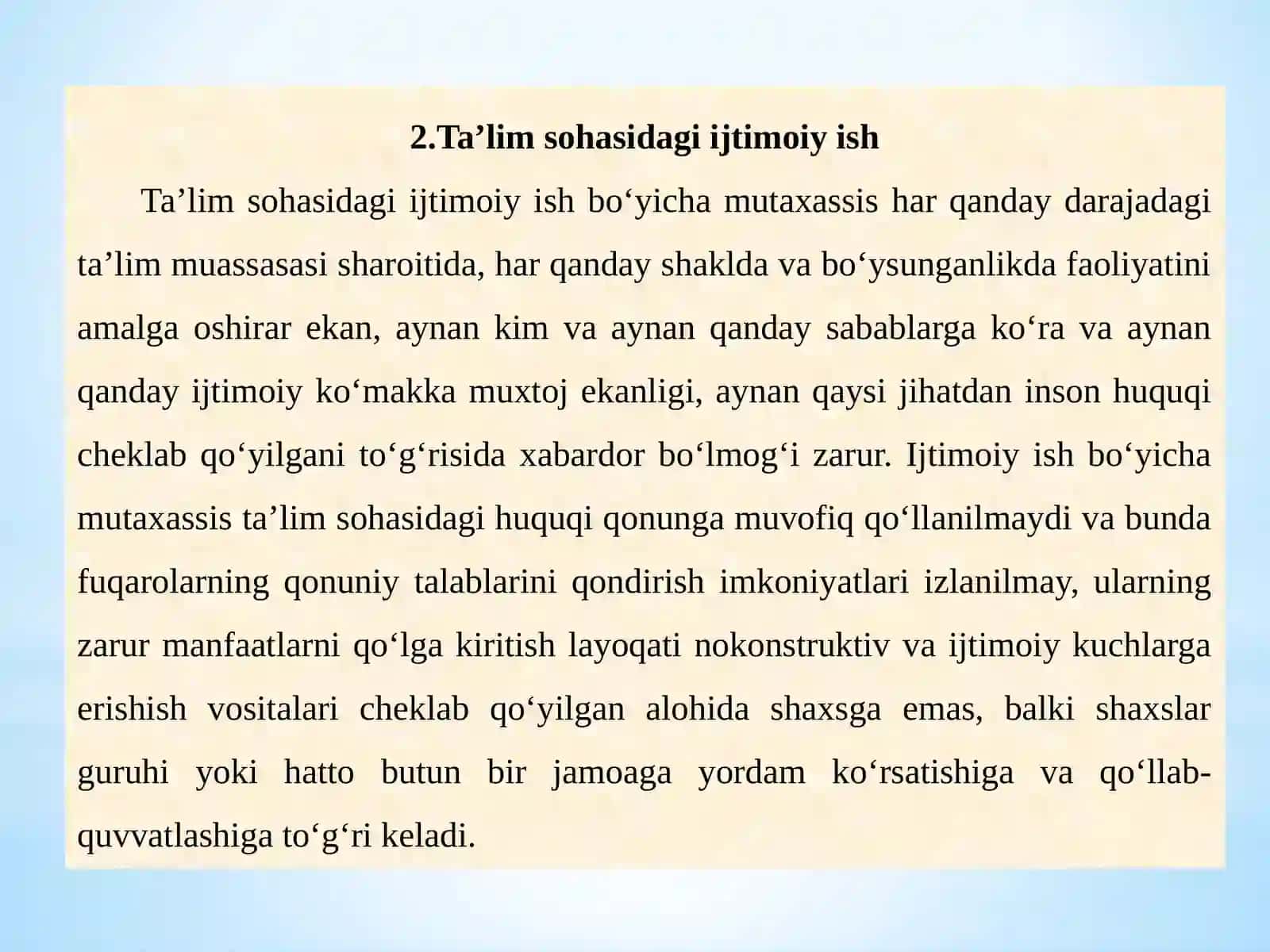 Ta’limdagi muammolar va maktabda ijtimoiy ish 4