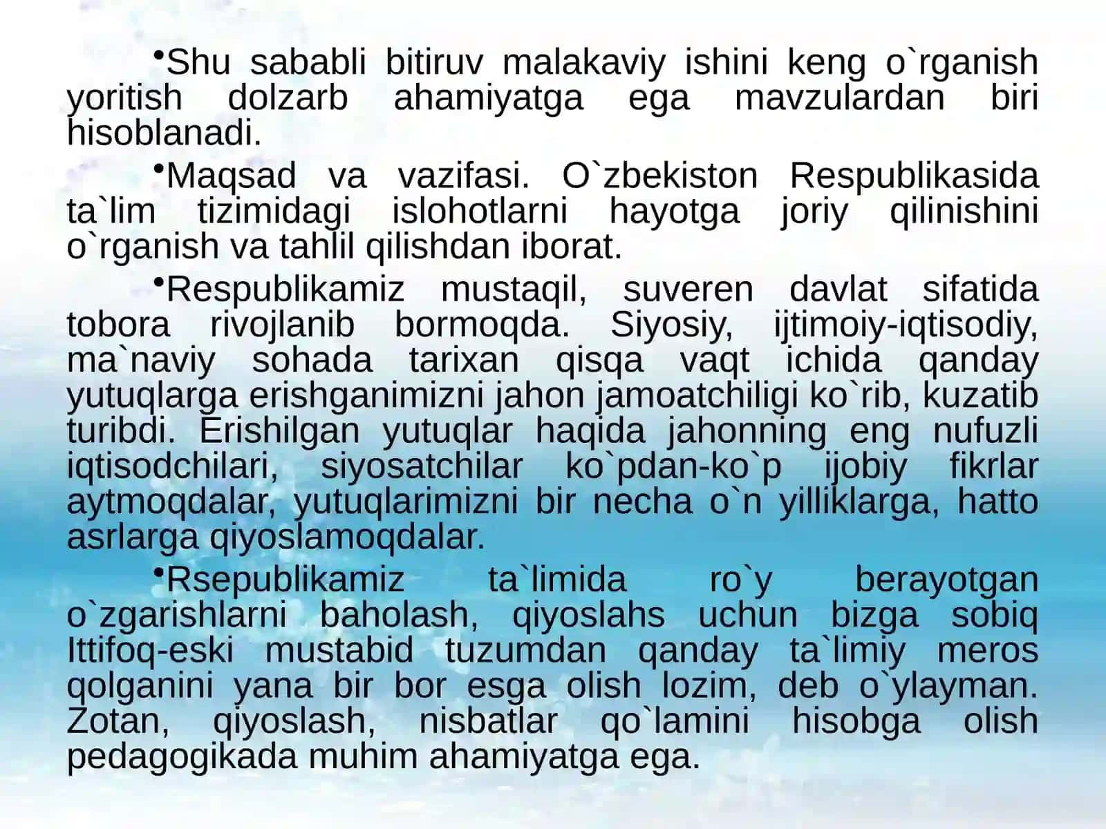 O`zbekistonda ta`lim tizimida isloxotlar va innovatsiyalar 4