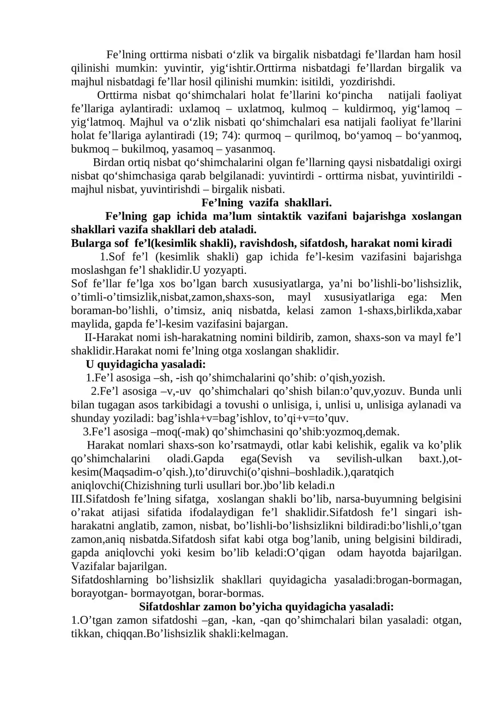 Fe’lning ta’rifi va leksik-grammatik xususiyatlari 4