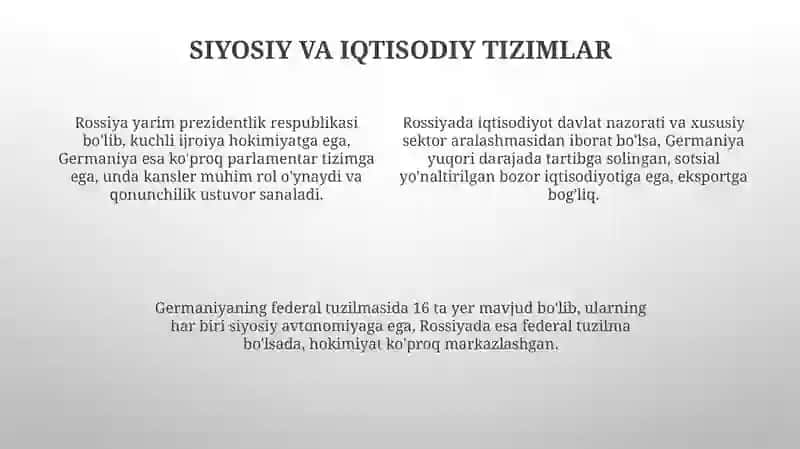 Rossiya va Germaniya davlatlarini taqqoslash 4