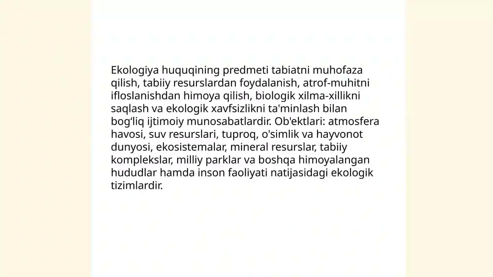 Ekologiya huquqi tushunchasi predmenti metodlari va rivojlanish tarixi 4