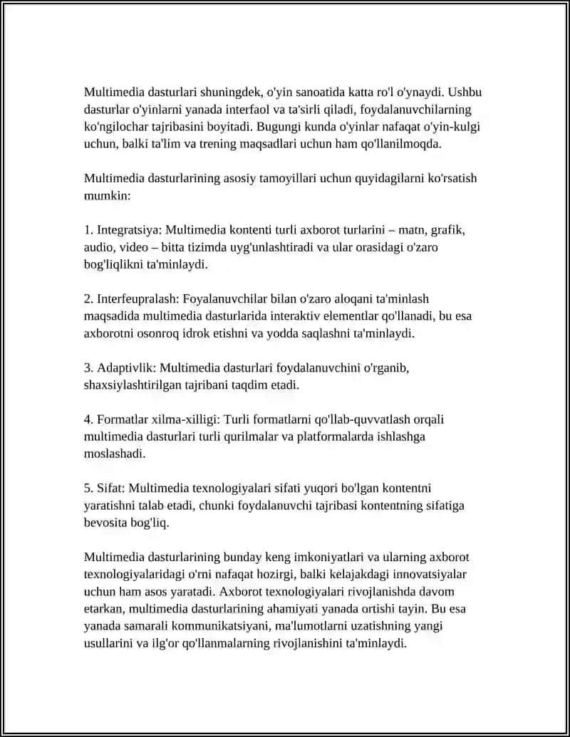 AXBOROT TEZNALOGIYALARIDA MULTIMEDIA DASTURLARIDAN FOYDALANISH 4