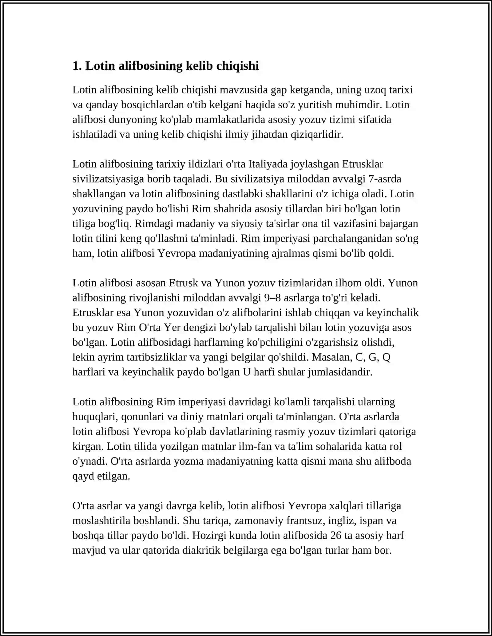 LOTIN TILI TARIXI. ZAMONAVIY TILLARDA TILSHUNOSLIK 4