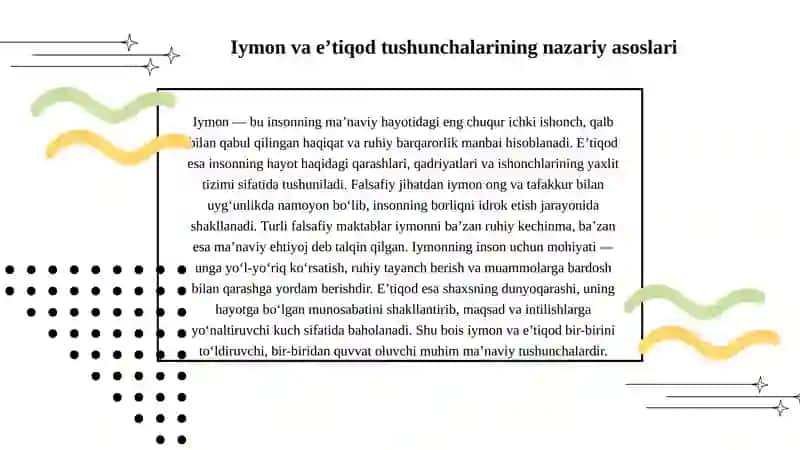 Iymon va e’tiqodning shakllanishi va namoyon bo‘lishi 4