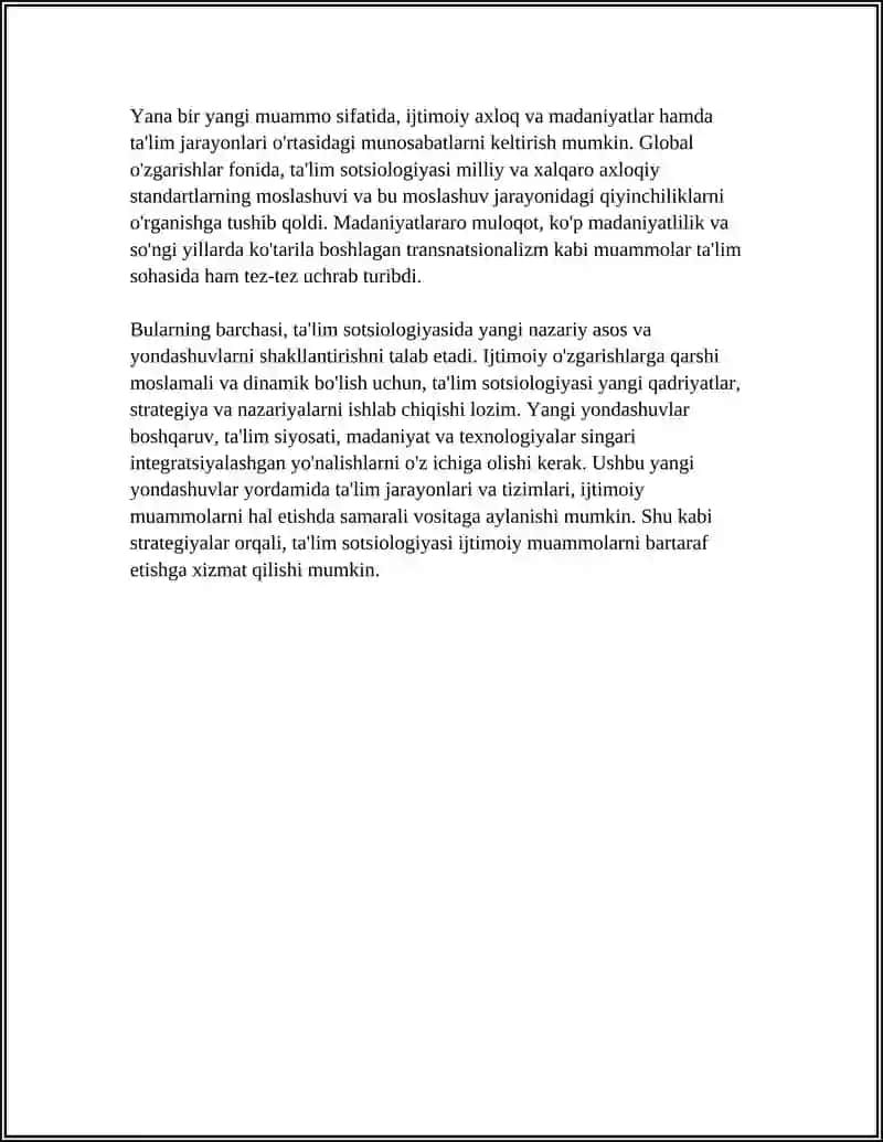 TAʼLIM SOTSIOLOGIYASIDA YANGI MUAMMOLARNING QUYILISHI 4