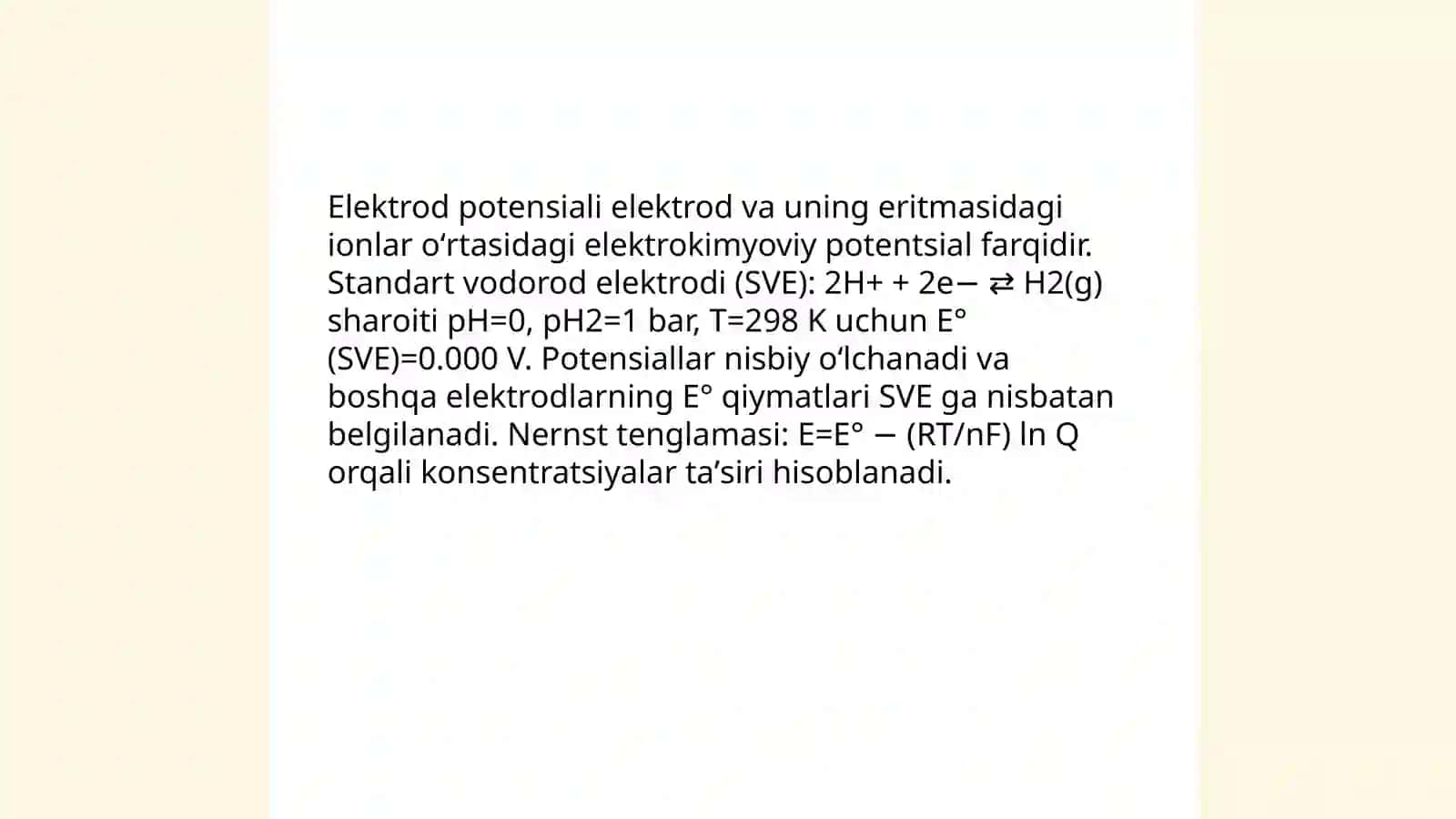 Elektrakimyo asoslari, elektrolit eritmalarining elektr oʻtkazuvchanligi 4